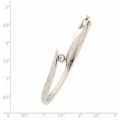 14K White Gold Holds 1/4 carat Round Stone Hinged Oval Bangle Bracelet Mounting, 7 x 12mm