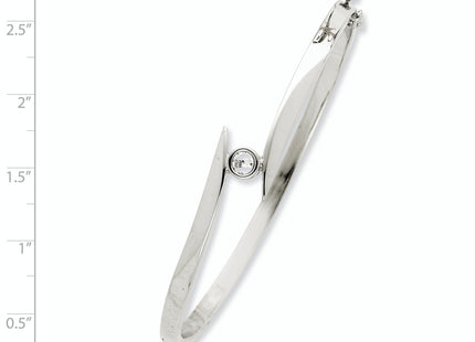14k White Gold Complete 1/4 carat AA Diamond Hinged Oval Bangle Bracelet, 7 x 12mm