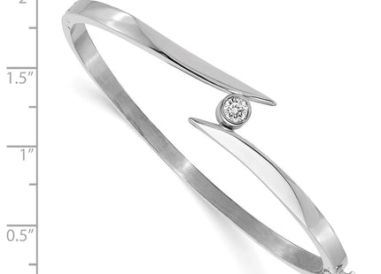 14K white gold oval bangle, another view