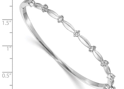 14K white gold diamond oval bangle, alternate view