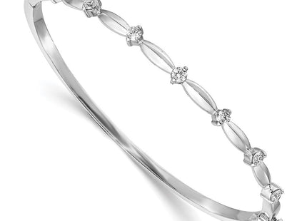 14K white gold diamond oval bangle