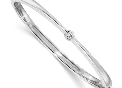 14k White Gold Complete 1/4 carat AA Diamond Hinged Oval Bangle Bracelet (Style XB179AA)