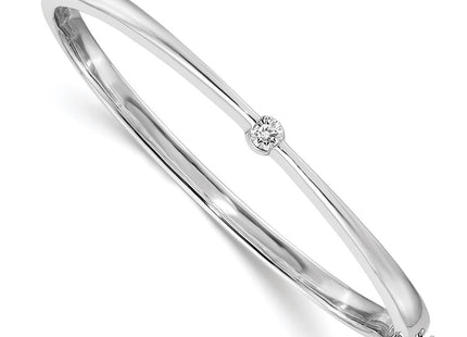 14K white gold diamond oval bangle