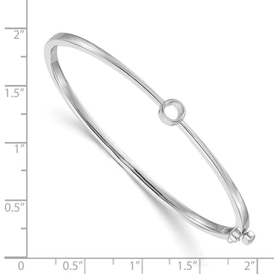 14K White Gold Holds 1/4 carat Round Stone Hinged Oval Bangle Bracelet Mounting, 7 x 6mm
