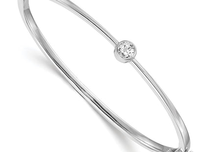 14K white gold diamond oval bangle