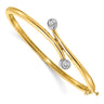 14k Two-tone Complete 2-Stone 1/2 carat VS Diamond Hinged Oval Bangle Bracelet