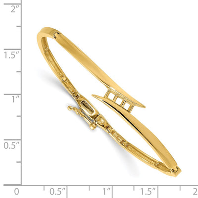Solid 14K Gold Complete 3-Stone 1/4 Carat Diamond Hinged Bangle Bracelet