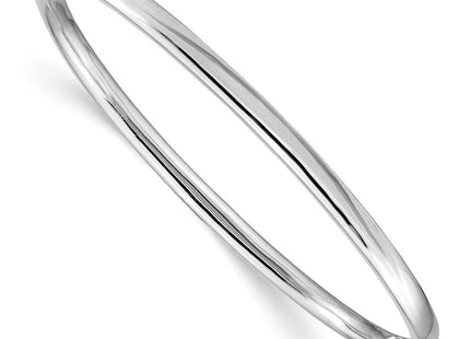 14K white gold oval bangle