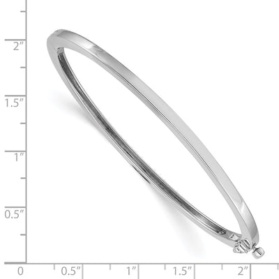 14K White Gold Polished Solid Hinged Oval Bangle Bracelet, 6.75 x 2.5mm