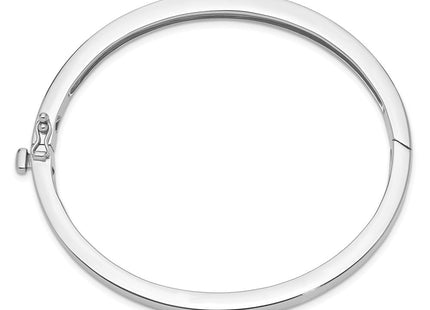 14k White Gold Polished Solid Hinged Oval Bangle Bracelet (Style XB259)