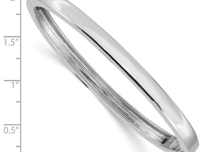 14k White Gold Polished Solid Hinged Oval Bangle Bracelet (Style XB259)