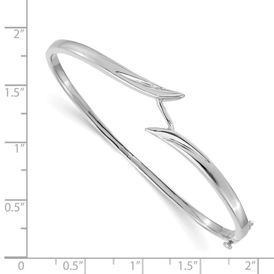 14K White Gold Hinged Oval Bangle Bracelet Mounting, 7 x 14mm