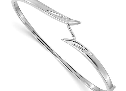 14K white gold oval bangle