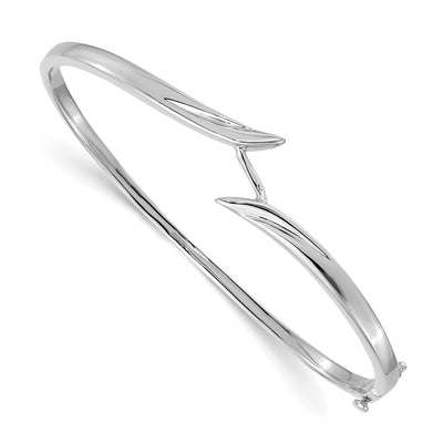 14K White Gold Hinged Oval Bangle Bracelet Mounting, 7 x 14mm