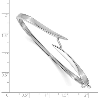 14K White Gold Hinged Oval Bangle Bracelet Mounting, 7 x 13mm