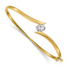 14k Two-tone Complete 3/8 carat Oval AAA Diamond Hinged Oval Bangle Bracelet