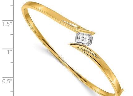 14K white gold diamond oval bangle, alternate view
