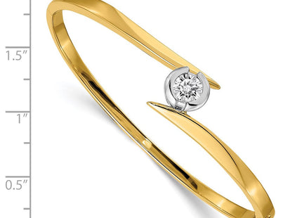 14k Two-tone Holds 1 carat Round Stone Hinged Oval Bangle Bracelet Mounting (Style XB273)