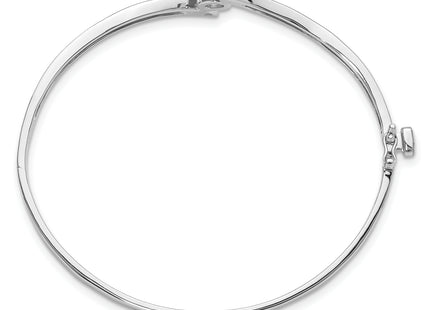 14k White Gold Holds 1/4 carat Round Stone Hinged Oval Bangle Bracelet Mounting, 7 x 13mm