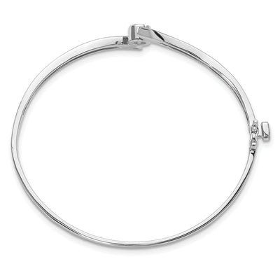 14K White Gold Holds 1/4 carat Round Stone Hinged Oval Bangle Bracelet Mounting, 7 x 13mm