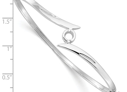 14k White Gold Holds 1/4 carat Round Stone Hinged Oval Bangle Bracelet Mounting, 7 x 13mm