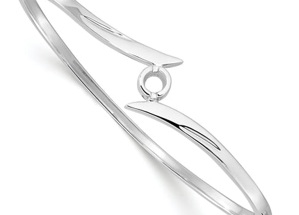 14k White Gold Holds 1/4 carat Round Stone Hinged Oval Bangle Bracelet Mounting, 7 x 13mm
