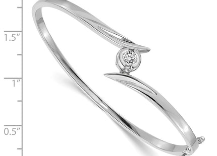 14K white gold diamond oval bangle, alternate view