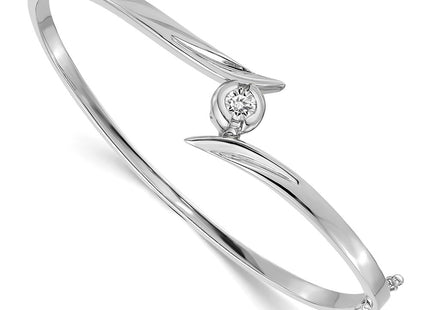 14K white gold diamond oval bangle