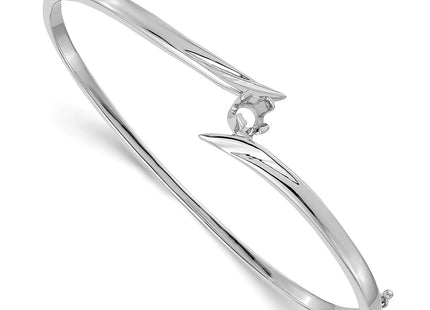 14K white gold oval bangle