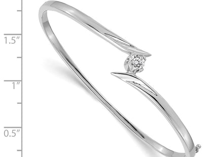 14K white gold diamond oval bangle, alternate view