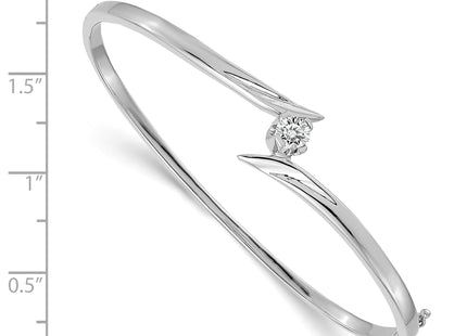 14k White Gold Complete 1/4 carat A Diamond Hinged Oval Bangle Bracelet, 7 x 14mm