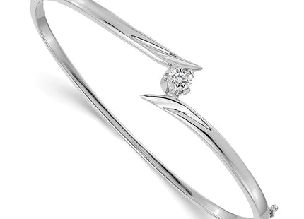 14K white gold diamond oval bangle