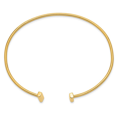 14K Polished Bar Cuff Flexible Oval Bangle Bracelet