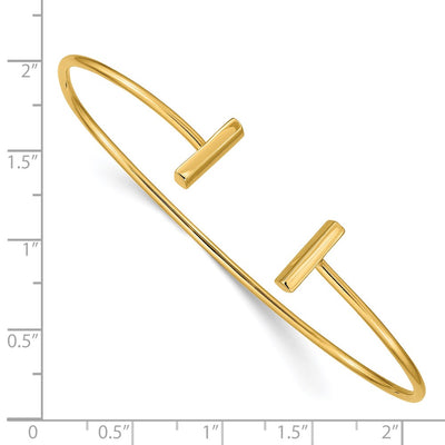 14K Polished Bar Cuff Flexible Oval Bangle Bracelet