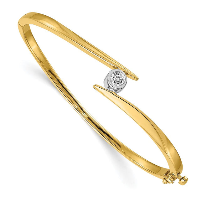 14k Two-tone Complete 3/8 carat VS Diamond Hinged Oval Bangle Bracelet, 7 x 12mm (B77A)