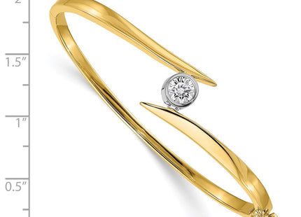 14k Two-tone Holds 3/4 carat Round Stone Hinged Oval Bangle Bracelet Mounting (Style XB80)