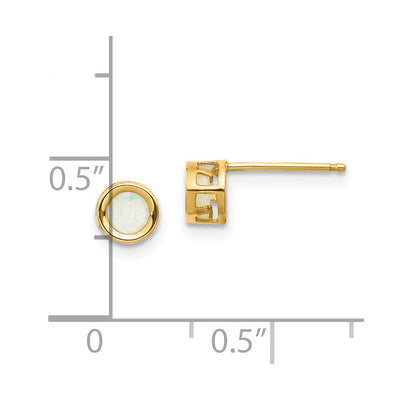 14K Round Bezel October/Opal Post Earrings