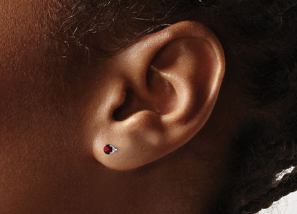 14k White Gold Garnet Stud Earrings, 3 x 3mm
