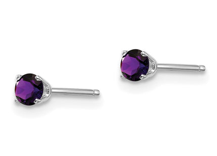 14K white gold amethyst stud earrings, alternate view