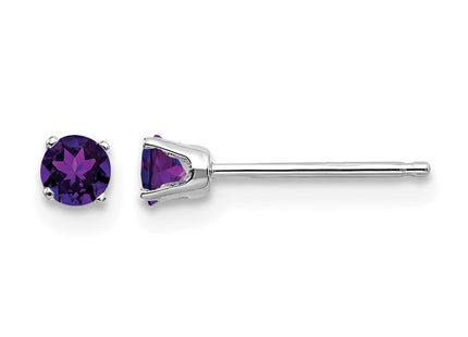 14K white gold amethyst stud earrings