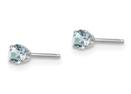 14K white gold aquamarine stud earrings, alternate view