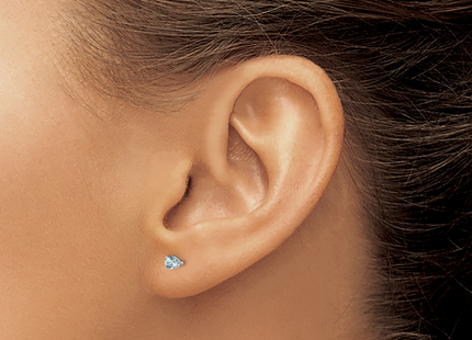 14k White Gold Aquamarine Stud Earrings, 3 x 3mm