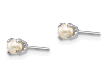 14k White Gold FW Cultured Pearl Stud Earrings, 3 x 3mm