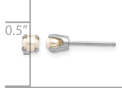 14k White Gold FW Cultured Pearl Stud Earrings, 3 x 3mm