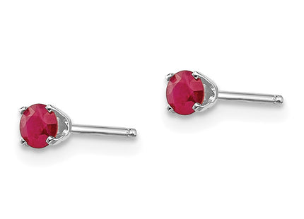 14K white gold ruby stud earrings, alternate view