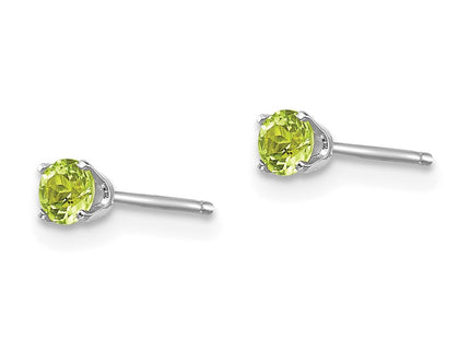 14K white gold peridot stud earrings, alternate view