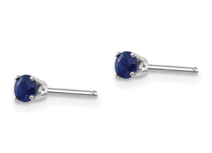 14K white gold sapphire stud earrings, alternate view