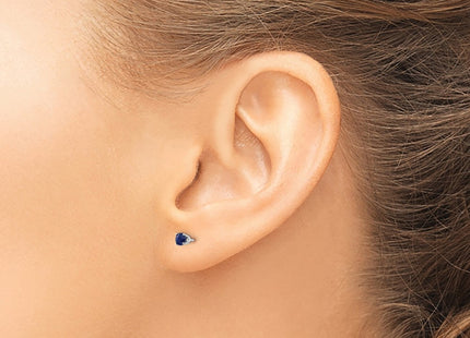 14K white gold sapphire stud earrings, another view