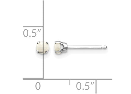 14K white gold opal stud earrings, further view