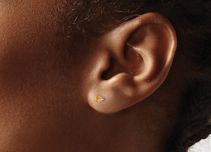 14K white gold emerald stud earrings, another view